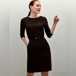 MM. LaFleur Etsuko Dress Black Pockets 3/4 Sleeve NO BELT